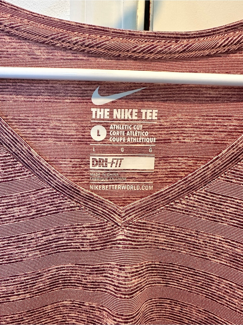 Nike Dri-FIT V-Neck Short Sleeve Top — Mauve Pink - Picture 4 of 9